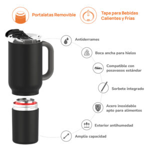 Vaso Asobu Duplex 660 ml + 360 ml - Black