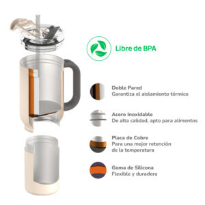 Vaso Asobu Duplex 660 ml + 360 ml - White