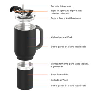 Vaso Asobu Duplex 660 ml + 360 ml - Black