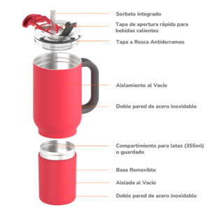 Vaso Asobu Duplex 660 ml + 360 ml - Red